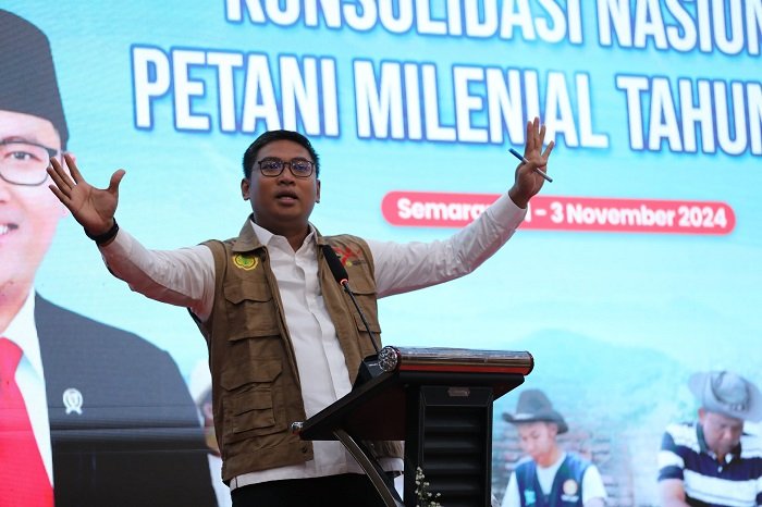 Wakil Menteri Pertanian (Wamentan), Sudaryono dalam Konsolidasi Nasional Duta Petani Milenial/Duta Petani Andalan (DPM/DPA). (Dok. Kementan)